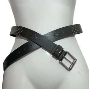 Studded Perforated Faux Leather Belt